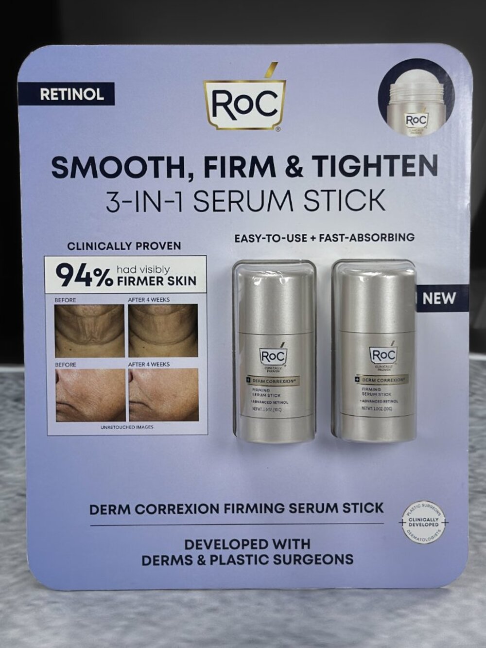 RoC Derm Correxion Retinol Firming Serum Stick 1 oz 2 Pack Anti-Aging SEALED NEW